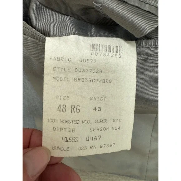 Brooks‎ Brothers Mens Blazer 48RG Gray Pinstripe Super 110s Wool Sport Coat